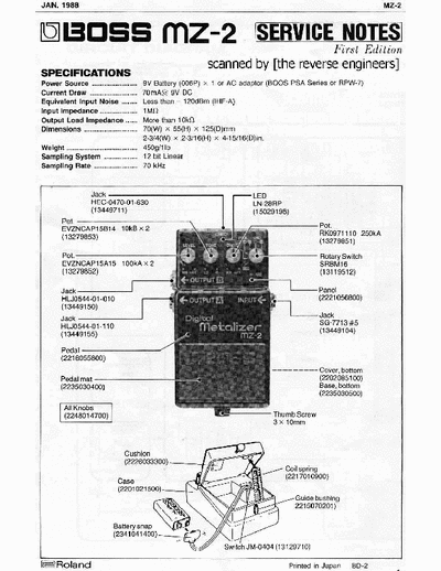 Boss MZ2 MZ2 metallizer distotrion service manual